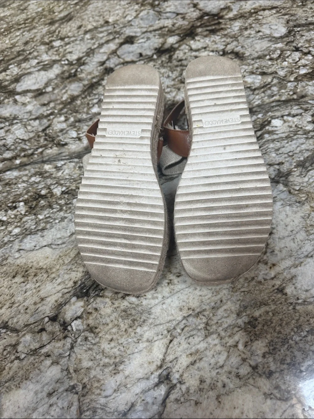 Steve Madden Beige Canvas Espadrille Platform Sandals